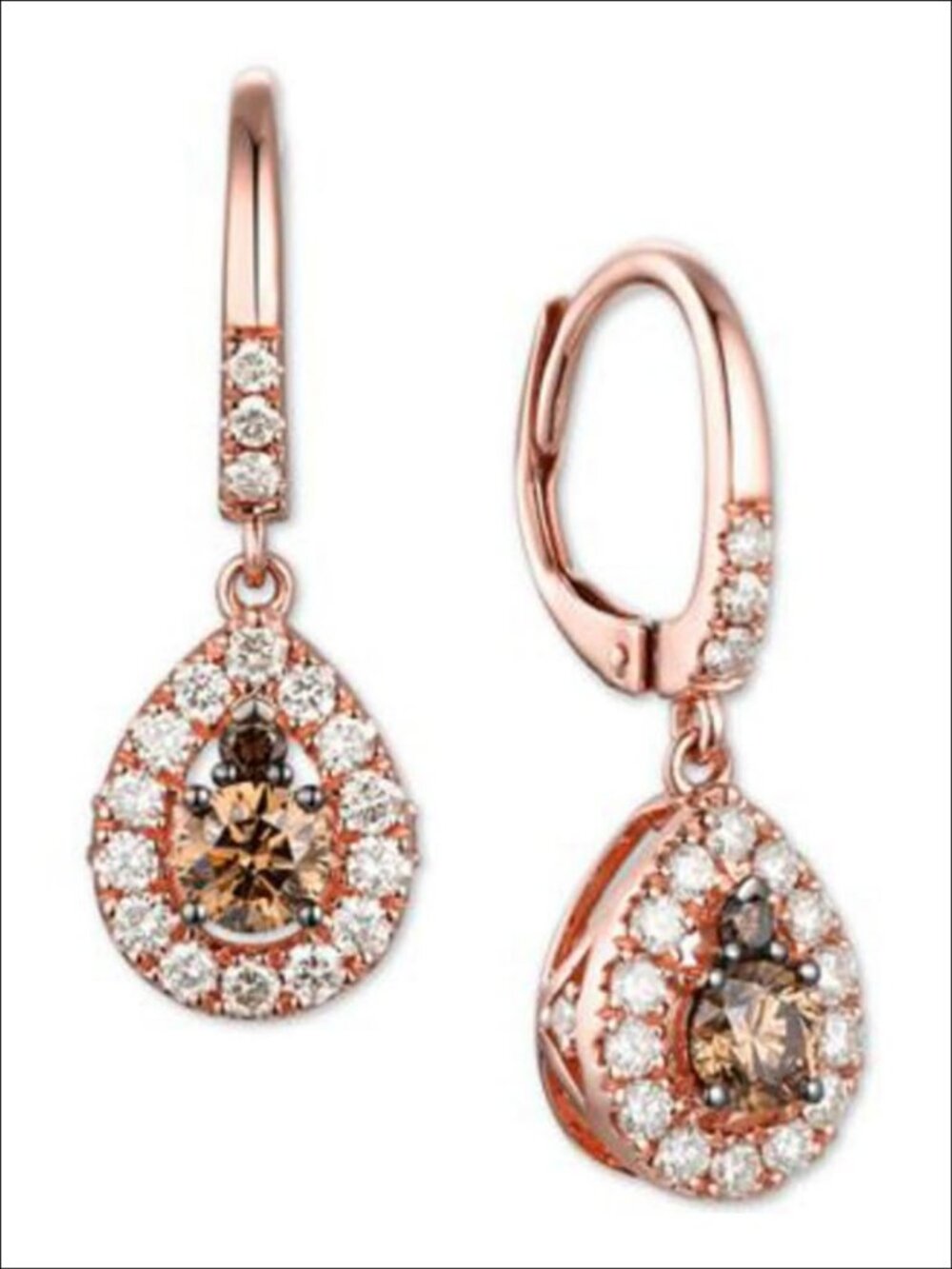 14K Rose Gold Plated 925 Sterling Silver Drop Dangle Earrings 5 Ct